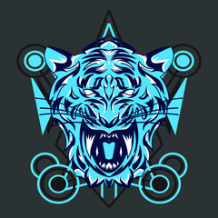 Blue tiger with sacred geometry can be used to print on demand or others