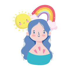 girl cartoon with lgtbi rainbow vector design