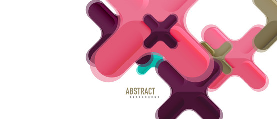 Glossy multicolored plastic style cross composition, x shape design, techno geometric modern abstract background. Trendy abstract layout template