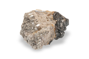 .Mineral cassiterite isolated on white background