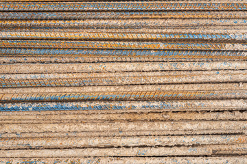 Stack of rusty steel bars