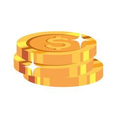 pile coins isolated on white background vector illustration design