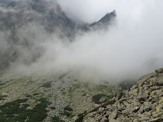Cloud at the peak of the mountain