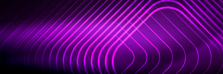 Shiny neon lines, stripes and waves, technology abstract background. Trendy abstract layout template for business or technology presentation, internet poster or web brochure cover, wallpaper