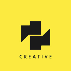 Flat Negative Space Initial Letter Z Logo Icon Simple Vector Design Template.