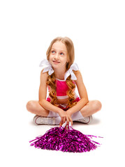 girl in pink cheerleader clothes