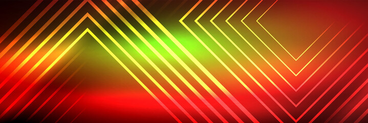 Shiny neon glowing techno lines, hi-tech futuristic abstract background template with square shapes