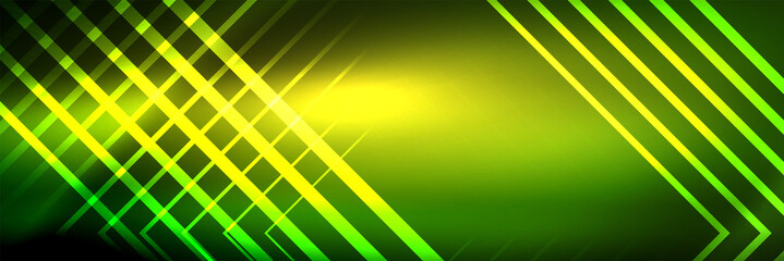 Shiny neon glowing techno lines, hi-tech futuristic abstract background template with square shapes