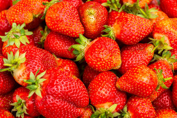 Group of fresh strawberries closeup