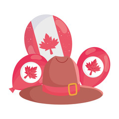 Isolated canadian hat and balloons vector design