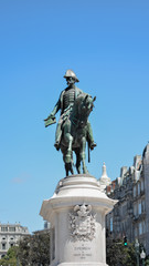Fototapeta na wymiar Horseman statue at Porto Cathedral or Se Catedral do Porto. Pedro I.