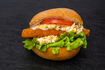 フィッシュバーガー　Typical fish fried burger set