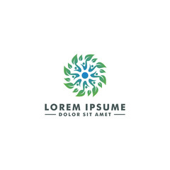 Creative people logo design template, Community care icon symbol - Vector