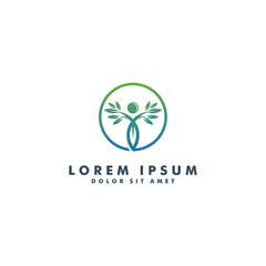 Health natural abstract people logo template - vector