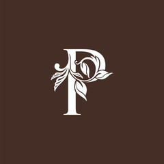 Letter P Luxury Logo Icon design, monogram vintage rustic, ornate style design template