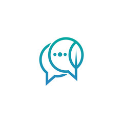 Obraz premium leaf chat logo template design - vector