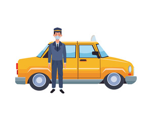 taxi driver using medical mask