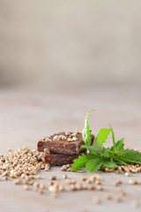 Vegan raw hemp and cocoa protein bars