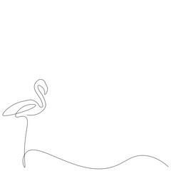 Flamingo bird one line drawing, vector illustration