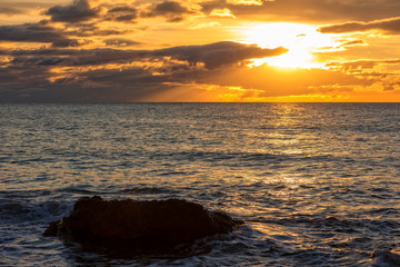 Fototapeta na wymiar Sunrise in Oropesa del Mar on the orange blossom coast