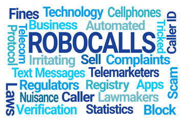 Robocalls Word Cloud on White Background