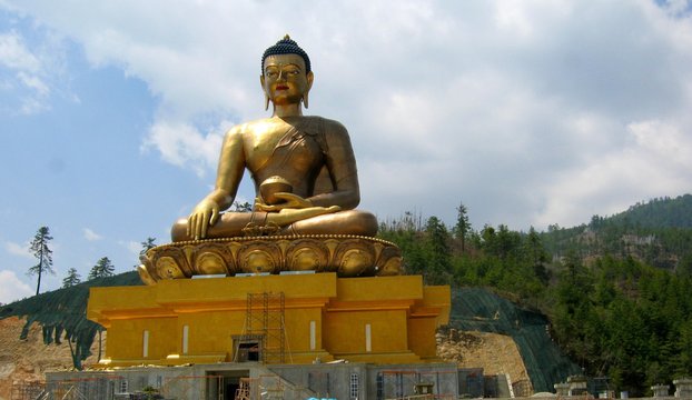 Huge Statue/sculpture Of Buddha  With Bronze Gold Finish