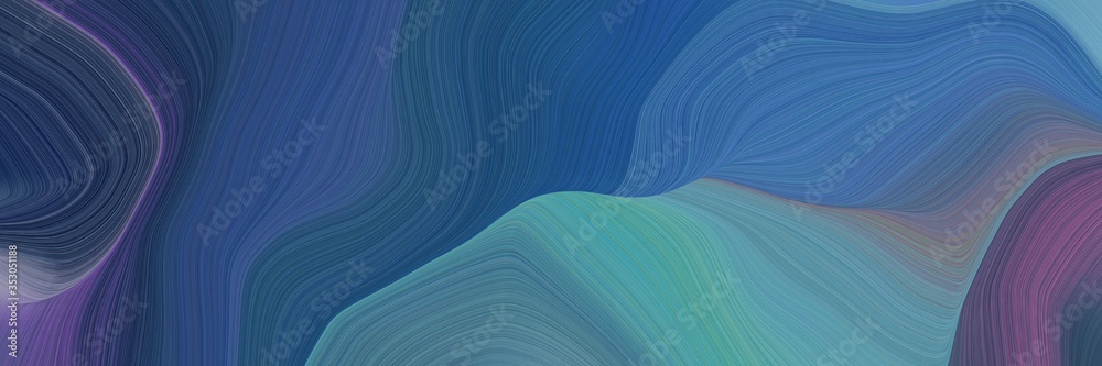 Poster horizontal banner with waves. abstract waves design with teal blue, cadet blue and antique fuchsia c