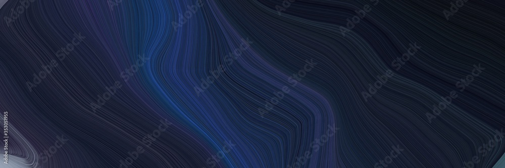 Poster landscape orientation graphic with waves. smooth swirl waves background design with very dark blue, 