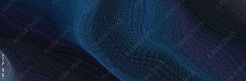 Poster landscape orientation graphic with waves. smooth swirl waves background illustration with very dark 