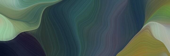 horizontal banner with waves. elegant curvy swirl waves background design with dark slate gray, dark sea green and pastel brown color