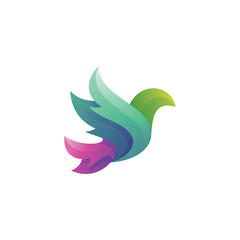 Abstract Bird Pigeon Dove Wing Feather with Gradient Color Style