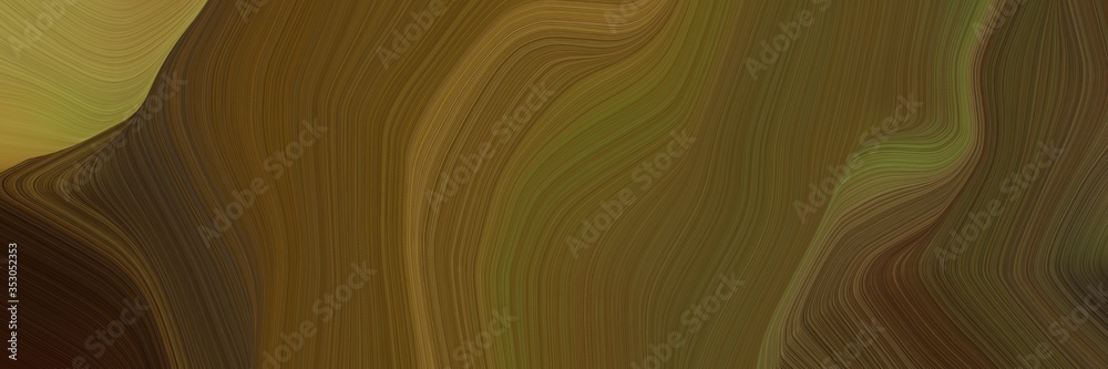 Poster dynamic horizontal banner. modern waves background design with chocolate, pastel brown and very dark