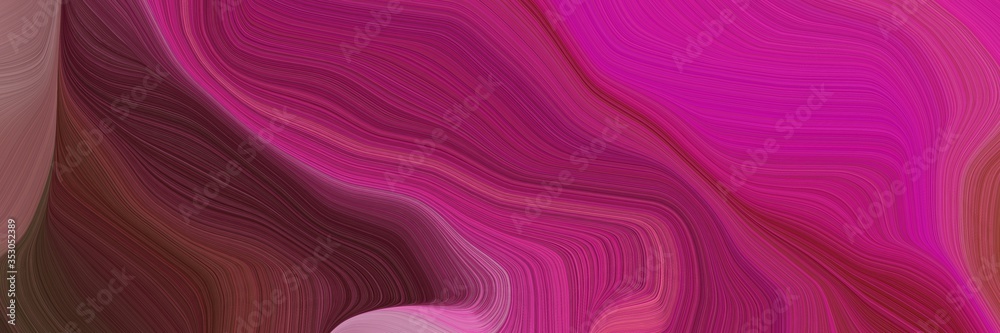Poster dynamic horizontal banner. elegant curvy swirl waves background design with dark moderate pink, very