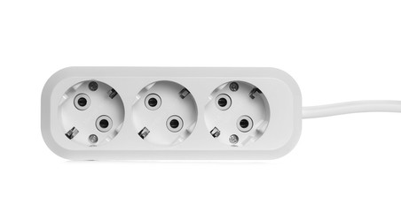 White extension socket, power extender, surge protector with cable isolated