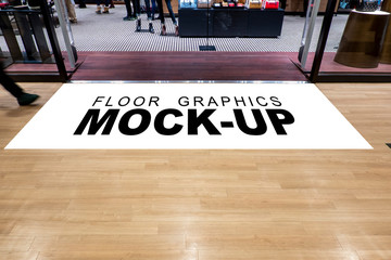 Mock up screen for graphic on floor at front showroom