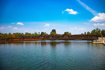 Fototapeta premium A beautiful view of Angkor Wat temple at Siem Reap, Cambodia.