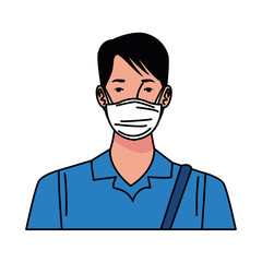 young man using medical mask character