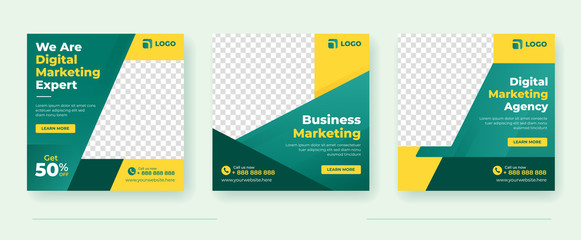 Digital marketing agency square banner for social media post template
