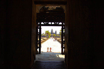 Obraz premium A beautiful view of Angkor Wat temple at Siem Reap, Cambodia.