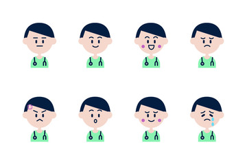 白衣男性のアイコンセット