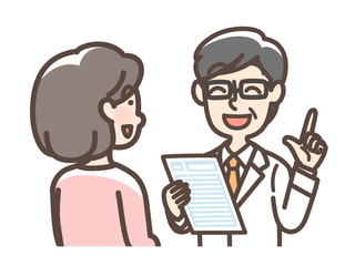 医者の話を聞く　女性
