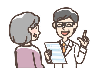 医者の話を聞く　おばあさん