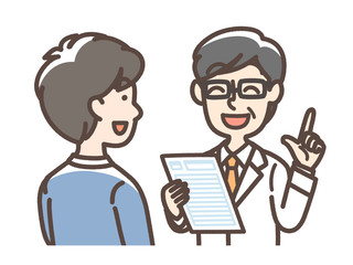 医者の話を聞く　男性