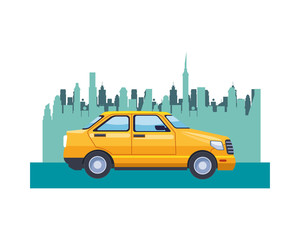 taxi transport vehicle isolated icon