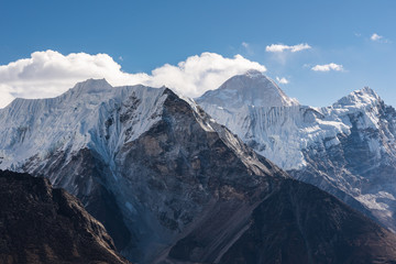 Makalu mountain peak, fifth highest peak in the world view from Chukung Ri view point, Himalaya mountains range, Nepal