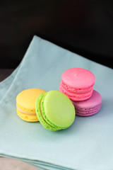 Macaroons, colorful french cookies macaroons. Macarons.
