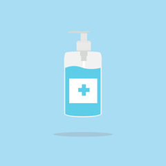 Disinfection. Hand sanitizer bottle icon, washing gel. Vector illustrationDisinfection. Hand sanitizer bottle icon, washing gel. Vector illustration	
