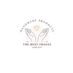 Hand line logo gesture. Vector illustration on white background. Hand drawn style. Love, care, skin and tattoo vector illustrations.