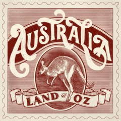Australia vintage stamp with lettering