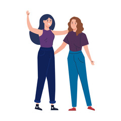 Obraz premium happy women together , group of female friends, sisterhood on white background vector illustration design
